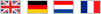 Flags: England, Germany, Dutch, French